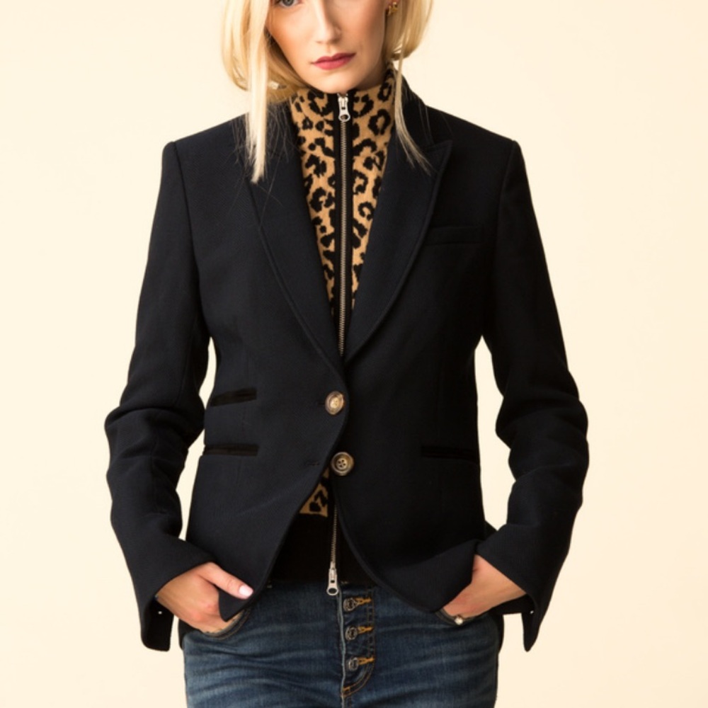 TALULA Wool Cotton Blend Spandex Collar Velvet Black Blazer Size 4